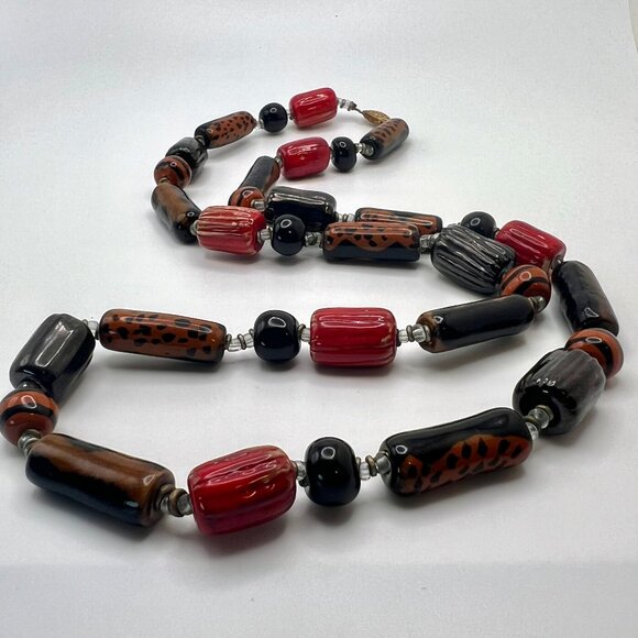 Glazed Trading Beads Vintage Necklace - Picture 7 of 7